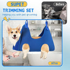 Supet Dog Grooming Hammock Harness for Dogs Cats, Relaxation Pet Nail Clipper Hammock, Restraint Dog & Small Animal Leashes Sling for Groomingk for Nail Trimming (Blue, 2XS)