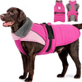 MIGOHI Comfortable Large Dog Coat - Waterproof Dog Coat with Reflective Strips,Windproof XXL Dogs Jacket with Warm Turtleneck, Snow Coats for Large Dogs,Labrador Golden Retriever,2XL,Rosepink