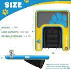 Beyond Marina Dog Pool Ramp - Inflatable Dog Water & Boat Ramp for Lake, Floating Pontoon Dock Ladder with Non-Slip EVA, PUP ON Standard, Extra Large 47" x 39" x 6", Blue/Yellow, Supports 200 lbs