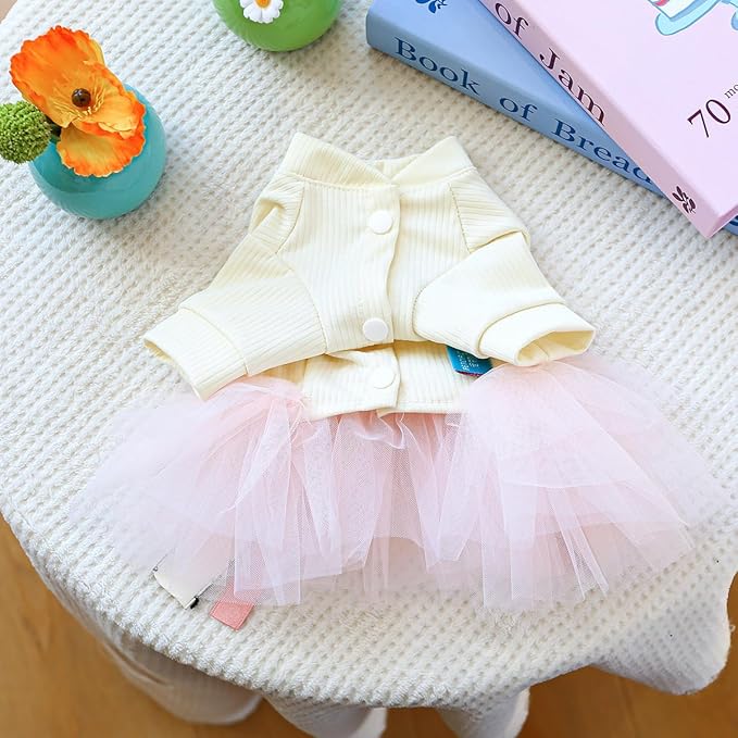 Furbabycare® Elegant Sweet Fashion Puppy Dog Blingbling Princess Skirt Pet Dog Lace Cake Camisole Tutu Dress Q-Apricot X-Small