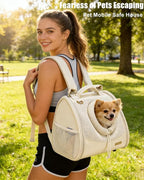 Pet Dog & Cat Chest Carrier Backpack,Adjustable Ventilated Carrier for Small Dogs Cats,Front Facing Puppy Carrier Backpack,Lightweight Doggy Backpack for Travel Hiking Outdoor (Beige)