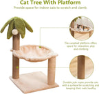 Simcat Kitten Tree with Plush Perch, Soft Hammock,and Paper Rope Scratching Posts, Stable Cat Stand，Durable Scratch Posts for Indoor Small Cats, 12.2 x 12.2 x 21.65 Inches, Beige