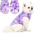 Idepet Pet Dog Cat Coat with Leash Anchor Color Patchwork Padded Puppy Vest Jacket Teddy Chihuahua Costumes Pug Cloth XS S M L(X-Large,Purple Tie-dye)