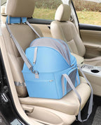 BurgeonNest Top-Expandable Large Cat Carrier, Soft Sided Cat Bag Carrier for Medium Large Pet Up to 15 lbs, Upgraded Small Dog Car Seat, Puppy Travel Bag with Semi-Open Canopy, Blue