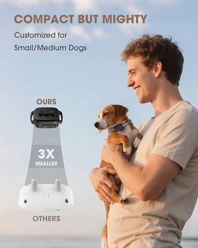 No Shock No Prongs Dog Training Collar, 100% Safe & Humane for Small Medium Dogs, Sound & 2X Strong Vibration(1-9) & Combo Mode (1-9), 2600Ft Remote Range E-Collar with Smart Power Mode（Black）