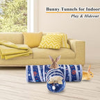HERCOCCI Rabbit Toys, Collapsible Bunny Tunnels & Tubes 3 Way Rabbit Hideout Tunnel with Ball Toy for Bunny Guinea Pig Ferret Kitten