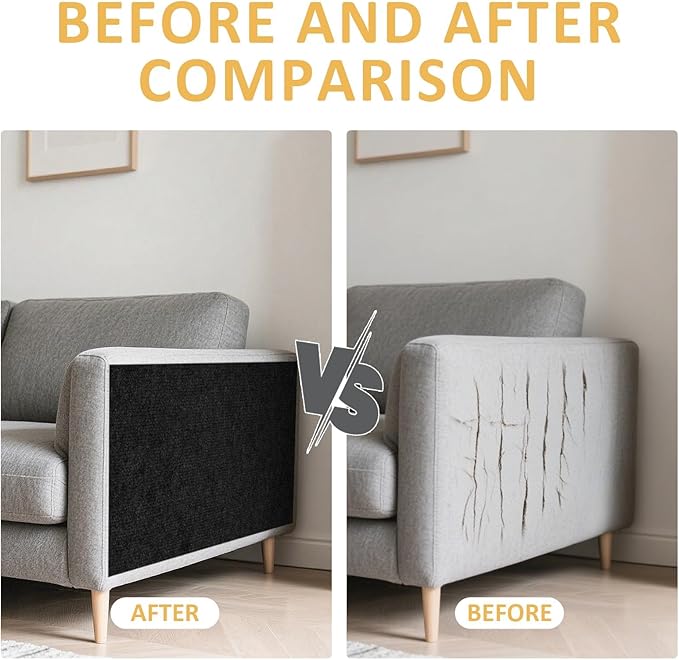 ReWallpaper Cat Scratching Mat Peel and Stick Cuttable Scratch Resistant Textured Black Cat Carpet Furniture Wall Protector for Couch Corner Tower Cover Easy Trim Self Adhesive Pet Safe 15.8in x 6.5ft