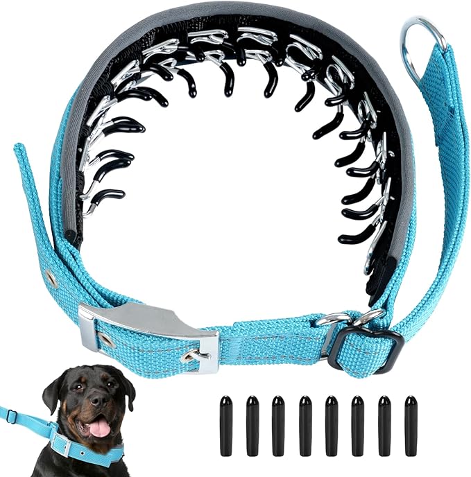 Adjustable No Pull Dog Collar - Heavy Duty Martingale Slip Collar with Reflective Widened Nylon & Metal Buckle for Training Walking Hunting (Small/Medium/Large Dogs),Blue,L