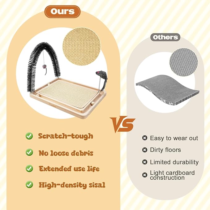Pawaboo Sisal Cat Scratcher Toy, 16.93"×12.99"×12.20" Cat Scratcher Toy with Ball Track, Wooden Interactive Toys for Indoor Cats Scratch Pad, Cats Chasing Hunting Physical Exercise Toys