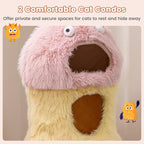 PETSITE 37 inch Monster-Themed Cute Cat Tree, Modern Cat Tree Tower with 2 Cat Condos, Sisal Scratching Posts and Hanging Sound-Making Toys for Indoor Cats