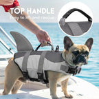 ASENKU Dog Life Jacket - Pet Safety Vest for Swimming & Boating, Shark Life Jacket with Floatation, Dog Lifesavers Swimsuits for Small Medium Large Dogs (Grey, L)