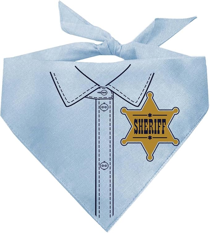 Sheriff Dog Bandana | Professions Halloween Costume | 100% Cotton Triangle | Made in USA | Police Theme | Parade Party | Trick or Treat | Matching Set | Assorted Sizes | Baby Blue One Size (1153)