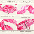 Wide 1.5 inch Martingale Collar for Dogs,Big Thick Dog CollarNo-Slip Escape Proof Choke No Pull Cinch for Male and Female Dogs for Training & Walking -Pink camo M