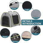 PETSFIT Collapsible Dog Crate, Dog Crate Travel - 35.5 Inch Lightweight, Roomy, Easy to Set Up, Sturdy Portable Dog Kennel with Thick Mat, Grey