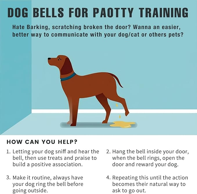 COOYOO Dog Bells to Go Outside, Premium Quality Potty Training Dog Door Bell, Yarn Handwoven Dog Bell, Adjustable Housetraining Hanging Bell-6 Extra Large Loud 1.5 DoorBells