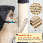 70 Inch Light Gray Cat Tree, Tall Cat Tower with 2 Condos, 3 Scratching Posts, Multi-Level Platforms - Sturdy Climbing Structure Tall Cat Tower for Indoor Cats
