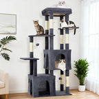 Dark Grey 61" Heavy Duty Cat Tree for Large Indoor Cats & Maine Coon, Modern Multi-Level Cat Tower with Extra Large Perch, 2 Spacious Condos, Natural Sisal Scratching Posts & Interactive Toys