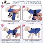 Queenmore Medium Dog Sweater, Soft Fleece Vest Pullover Dog Jacket with Leash Hole, Warm Winter Dog Clothes Cold Weather Doggy Dachshund Sweaters for Medium Dogs Cats Boy or Girl (Blue,M)