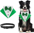 St.Patrick's Day Dog Tuxedo Bandanas Costume Pet Green Irish Outfits Adjustable Saint Patrick's Day Dog Scarf Bow Tie Collar for Large Dogs Cats Cosplay Party Dress Doggie Bibs (Green, Large)