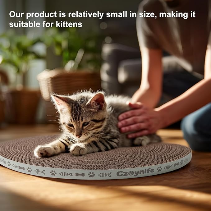 Round Cat Scratcher Pad 10 Inch Diameter - 3/5 Inch Thick Cardboard Refill, Universal for Round Scratching Posts, Standalone for Indoor Cats (2 PCS)