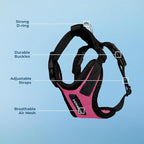 Voyager Step-in Pet Harness - All Weather Mesh, Adjustable Step in Harness for Cats and Dogs by Best Pet Supplies - Fuchsia/Black Trim, XL