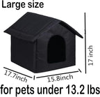 Cat Houses for Outdoor Cats, Weatherproof Outdoor House for Feral Cats, Warm Stable Stray Cats Shelter in Winter Black Large