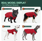 Kuoser Dog Coat, Super-Warm Dog Jacket Windproof Pet Cold Weather Coats for Extra Large Dogs, Fleece Lining Quilted Turtleneck Puppy Snowsuit Reflective Adjustable Doggie Winter Clothes, Red, 3XL