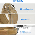 Reflective Tactical Dog Collar Adjustable for Training and Service K9 Dog Collar with Military Nylon Heavy Duty Metal Buckle and Control Handle for Medium and Large Dogs,1.5" Width Brown M