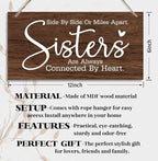 Sister Gifts, Side By Side Or Miles Apart. Sisters Are Always Connected By Heart… Wood Sign, Gift for Sister, Funny Sign, Wall Hanging Wood Decor Sign Gift For Girls, Sisters, Friend, BBF.