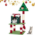 Christmas Cat Tree Tower for Indoor Cats - 45In Multi-Level Cat Climbing Tower with Cat Condos, Xmas Tree Gift Box Shaped Condo Candy Cane Design Cute Cat Tree Tower Holiday Decoration
