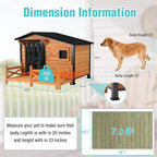 Heated Dog House for Outdoor Use with Matel Frame, Waterproof Design & Heating Blanket - All-Weather Wooden Kennel with Sliding Window & Metal Frame (Wood-H, L)