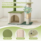 HYABi 47.5-Inch Avocado Cat Tree Tower - Cute Garden Cat Condo with Multi-Level Activity Platform, Scratching Posts & Plush Ball, Perfect for Indoor Kittens