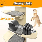 Door Hanging Cat Shelf 4-Levels Cat Tree Climber, No Drilling, Natural Solid Wood Cats Shelves Ladder, 59x15x10inch Pet Jump Shelf(Cat)