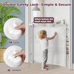Retractable Baby Gate for Stairs, 55" Wide Mesh Dog Gate Indoor, 34" Tall Child Gate for Doorways, Hallways, Deck, Indoor Outdoor Pet Baby Safety Essentials for Home, White