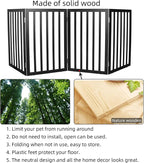 ZJSF Freestanding Indoor Dog Gate for House Foldable Wood Black Puppy Gate for Doorways Pet Gate for Stairs Extra Wide Pet Fence 32" Height 4 Panels