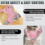 BARKBAY No Pull Dog Harness Large Reflective Dog Harness with Front Clip and Easy Control Handle for Walking Training Running with ID tag Pocket(Baby Pink,S)