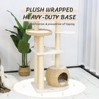 KAMABOKO Modern Cat Tree, 53" Tall Cat Trees for Indoor Cats w/Natural Sisal Scratching Posts, Hand-Woven Condo & Top Perch, Cat Tree for Kittens Climb Play & Rest