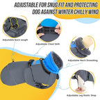 SlowTon Dog Winter Coat, Windproof 3 Layers Thick Warm Fleece Lining Dog Jacket for Cold Weather, Reflective Dogs Apparel with Leash Opening for Medium Large Dogs(Blue,3XL)