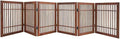 Urnporium Pet Dog Gate Freestanding, Strong Durable Folding Wooden Fence, Portable Acacia Hardwood Safety Barrier for Indoor & Outdoor Use (Brown Pet Gate, 6 Panel 24" Tall)