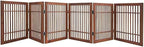 Urnporium Pet Dog Gate Freestanding, Strong Durable Folding Wooden Fence, Portable Acacia Hardwood Safety Barrier for Indoor & Outdoor Use (Brown Pet Gate, 6 Panel 24" Tall)