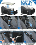 Center Console Dog Car Seat, Pet Car Seat, Armrest Middle Console Booster Travel Carrier for Small Dogs and Cats(Black Leather)