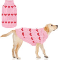 KOOLTAIL Valentine's Day Dog Sweater Turtleneck, Cold Weather Pullover Classic Knitwear, Heart Pattern Thick Warm Winter Pet Clothes, Cable Knit Sweater for Small Medium Large Dogs Girl Boy, Pink L