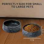 Black Marble Dog Bowl, Non-Slip Non-Tipping Heavy Dog Food Bowl, Large Weighted Stone Dish, Natural Marble Pet Water Bowl, Easy to Clean, Present for Cat & Dog Lovers, Holds 6 Cups(6 lbs)