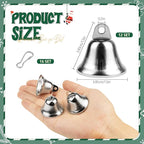 Craft Bells 12 Pcs Small Brass Bells for Crafts, Vintage Silver Hanging Jingle Bells with Spring Hooks for Wind Chimes, Dog Training Doorbell, Mission Project, Wedding, Christmas, Easter & Home Decor