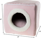 Cat House - Indoor Bed with Removable Foam Cushion - Cat Cave for Puppies, Rabbits, Guinea Pigs, Hedgehogs, and Other Small Animals by PETMAKER (Pink)
