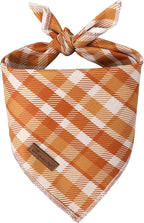 Fall Dog Bandana – Autumn Plaid Triangle Scarf for Small Medium Large Dogs, Soft Cotton Pet Bib for Halloween Thanksgiving, Adjustable Dog Kerchief for Daily Wear