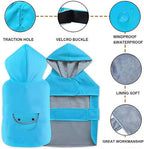 Dog Raincoat Dogs Rain Jacket Reflective Poncho Rainwear Waterproof Pet Clothes Winter Warm Lined Pocket Hooded Leash Hole Adjustable for Puppy Small Dogs,Blue,M,Back Length 10.5 Inch