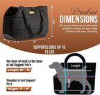 NoblePup Plush Dog Purse Carrier for Small Dogs, Soft Tote Bag with Safety Harness Clip, Cozy Pet Carrier for Dogs Under 15 lbs, Comfortable Shoulder Carrier for Travel, Black 2.0