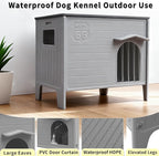 Rockever Large Dog House Outdoor Indoor for Medium Large Dogs, Plastic Elevated Outdoor Dog House Waterproof Dog Kennel with Window, Easy Clean and Assemble(L)
