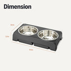 Amazon Basics Elevated Dog Bowls Stand, Height Adjustable Raised Pet Feeder Dish Station with Non-Slip Base, Stainless Steel Bowls, 17.3 x 9.4 x 12 in, Black